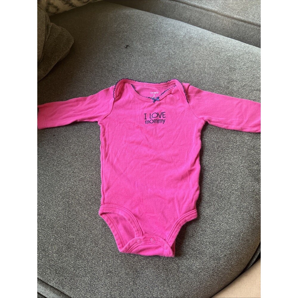 Baby Girl Clothes Carter's Newborn Dark Pink I Love Mommy Bodysuit 3M‎